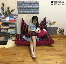 Bộ ghế hạt xốp chữ nhật caro kẻ đỏ 120cm SF015 (4).jpg