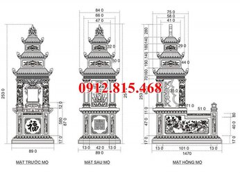 Hình ảnh chi tiết thiết kế mộ đá có mái che.jpg