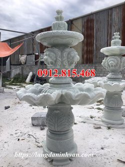 Mẫu tháp phun nước đẹp được làm bằng đá trắng cẩm thạch, chạm khắc hoa văn tinh xảo.jpg