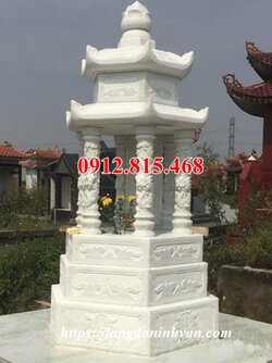 Mẫu mộ lục lăng xây bằng đá trắng đẹp.jpg