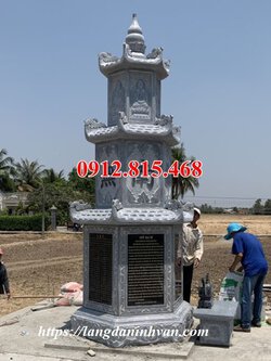 Mẫu mộ tháp phật giáo hình lục giác xây để tro cốt bằng đá khối tự nhiên đẹp.jpg