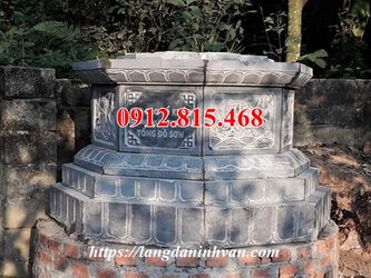 Xây mộ tổ hình bát giác bằng đá khối tự nhiên hoa văn tinh xảo.jpg