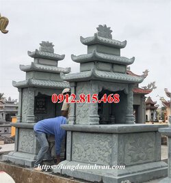 Xây mộ đơn giản có mái che bằng đá xanh cao cấp.jpg