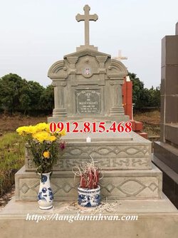 Giá bán, xây mộ đạo bằng đá xanh rêu cao cấp.jpg