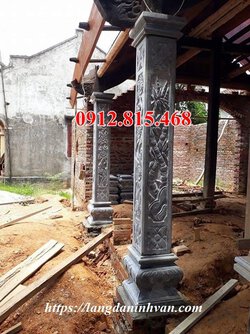 Mẫu cột hiên từ đường nhà thờ tộc bằng đá xanh Thanh Hóa hoa văn tinh xảo.jpg